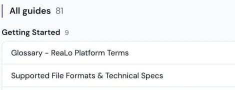 מרכז הידע ב־Partner Portal: „All guides 81” ורשימת המדריכים, החל מ־Getting Started. נתוני דוגמה.